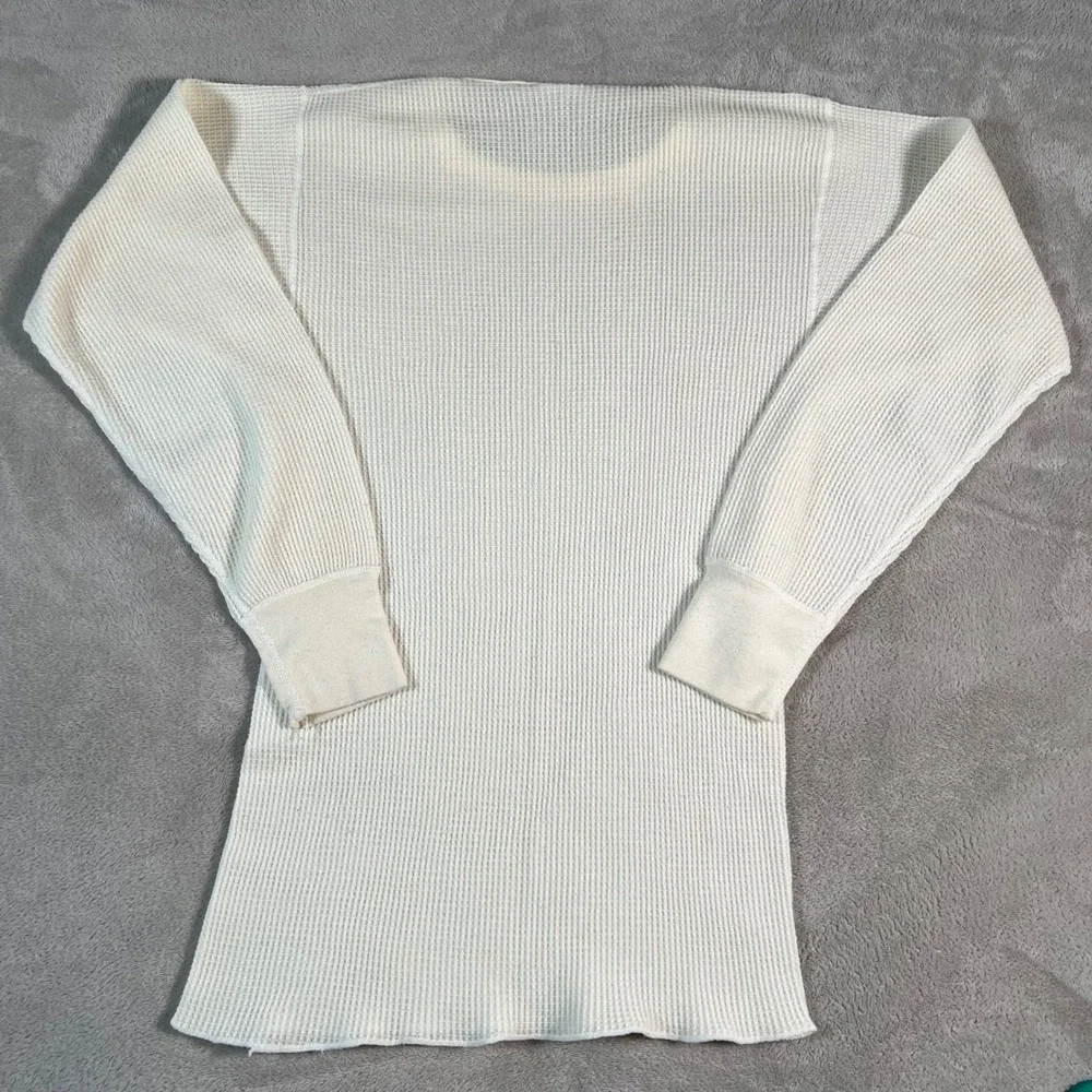 Vintage JE Morgan Long Johns Thermal Shirt Mens Size Large White Waffle Knit USA